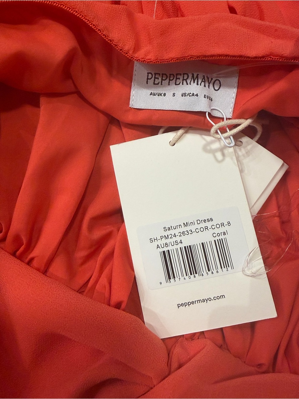 Peppermayo Saturn Mini Dress Coral 4 NWT - Picture 11 of 11
